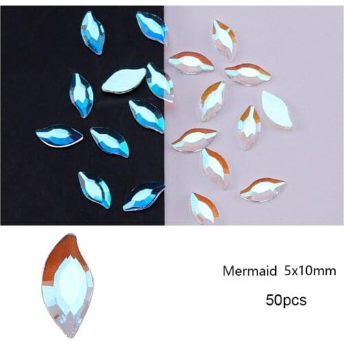 Swarovsky 50pcs Aurora Mix Shape Rhinestone Flat back Nail art Crystal Stones for DIY Nails Art Decoration Free Shipping