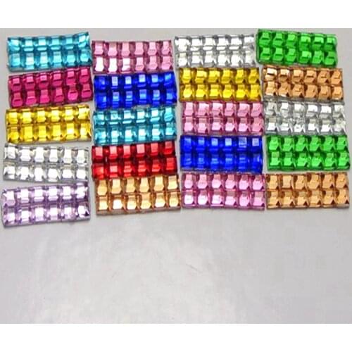 500 Mixed Colour Mosaics 2mm Square Rectangle Flatback Rhinestone Gems 12X4mm