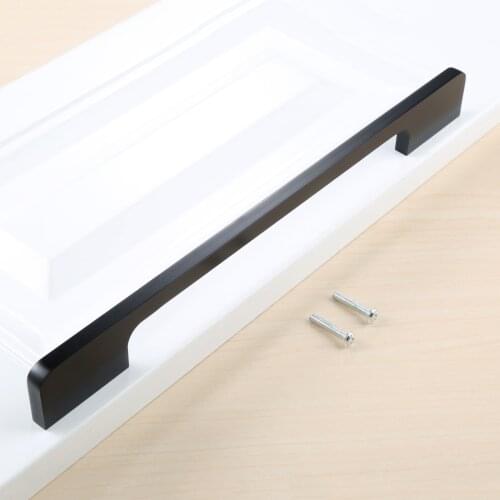 96/128/160/192/224/256MM Black Furniture Handles Wardrobe Door Pull Dresser Drawer Handle Kitchen Cupboard Handle Cabinet Knobs