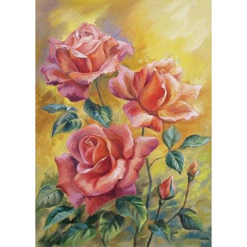DIY 5D Diamond Painting Chinese Rose Flowers Full Drill Rhinestones Paint with Diamonds Crystal Diamond Art