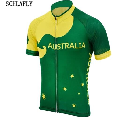 Australia cycling jersey short sleeve summer green yellow bike wear jersey road jersey cycling clothing schlafly Quick Dry