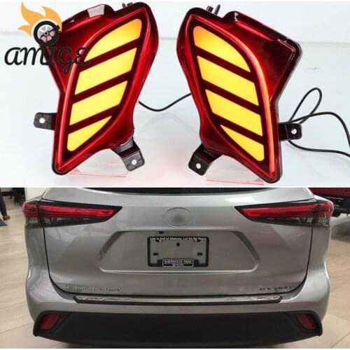 Car LED Bumper Lights For Toyota Highlander 2020 2021 Taillights Rear Fog Lamp Brake Light 12V Reflector Reverse Lamps