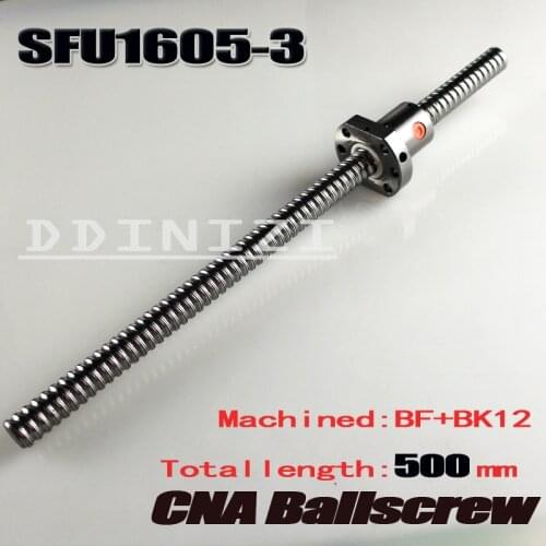 Free Shipping SFU1605-3 SFU1605 500mm RM1605 500mm Rolled Ball screw 1pc+1pc ball nut for SFU1605