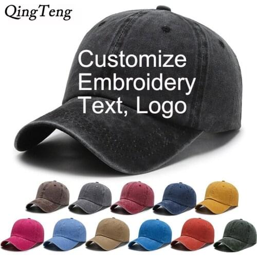 Custom Logo Washed Cotton Baseball Cap Personalized Embroidery Mens Women Dad Hat Monogram Hats Company Gifts