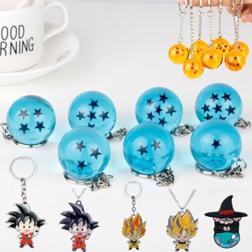 Toy Keychain Anime Blue Ball Pendant Keyrings 3D 1-7 Stars Resin Crystal Balls Jewelry Cartoon Key Chains Collection Gift