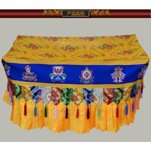 Buddhist supplie Custom made Buddhism family Temple Embroidery Eight auspicious Altar table Enclosing curtain Table cover