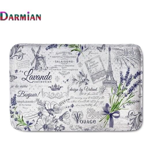 DARMIAN Entrance Home Doormats Vintage Old Postcards Printed Flannel Bathroom Anti-slip Carpet Outdoor Kitchen Floor Mats Rugs