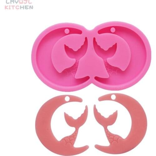 DIY Silicone Mirror Epoxy Mermaid Tail Keychain Pendant Mold Making Chocolate Cake Decoration Baking Eco-friendly Food Mold
