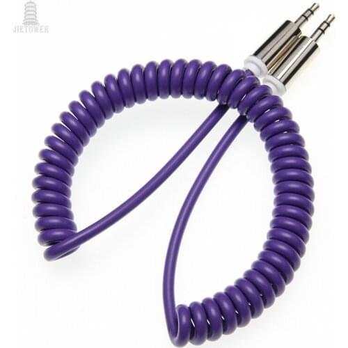 300pcs red blue 3.5mm stretch elastic Retractable Aux Cable Mobile Phone Audio Cable Male to Male Spring Cable for Sumsung Car