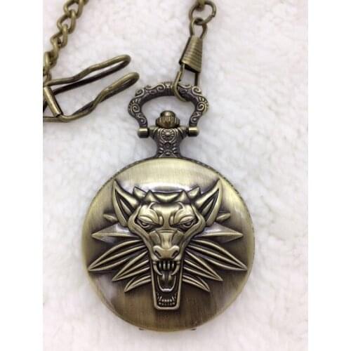 FANTASY UNIVERSE Freeshipping 10pc a lot Wolf pocket watch FOB chain HLK52