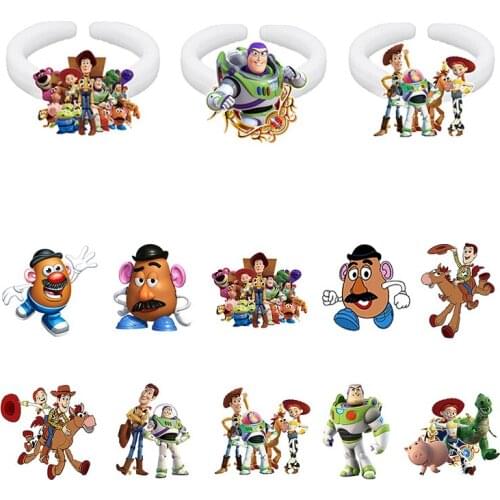Disney Toy Story Ring Cowboy Doll Woody Spaceman Buzz Lightyear Resin Ring Geometric Simple Ring Set Lady Girl Jewelry Gift