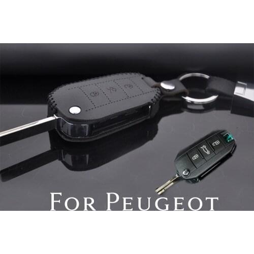 Leather Smart Remote Car Key Fob Case Cover Protector For Peugeot 3008 208 308 508 408 307 For Citroen Accessories