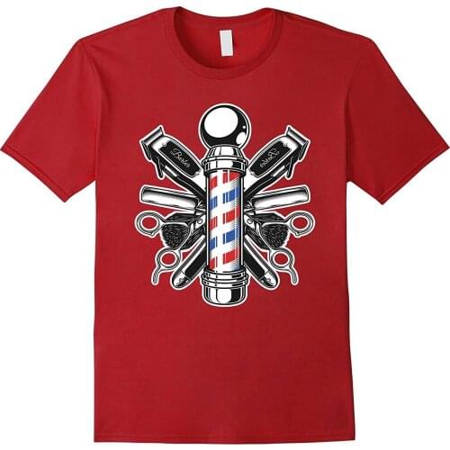 2019 Hot sale Fashion summer style Retro Barber Shop T-Shirt | Barber Pole Shirt Tee shirt