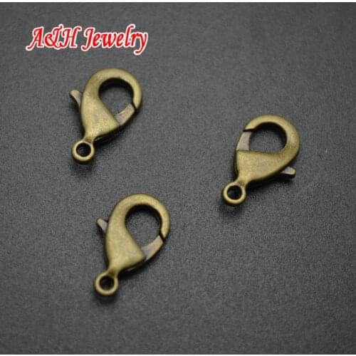 DIY Findings 9x15mm Antique Brass Color Lobster Clasp For Necklace Making 50pc/lot
