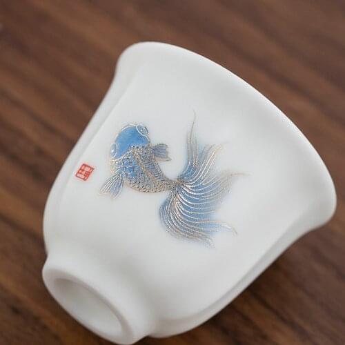 Ceramic Whiteware Tea Cup Set Kung Fu Tea Set Ceramic Tea Cup Individual Cup Master Cup Teacup Small Tea Cup Ceramic Teacups