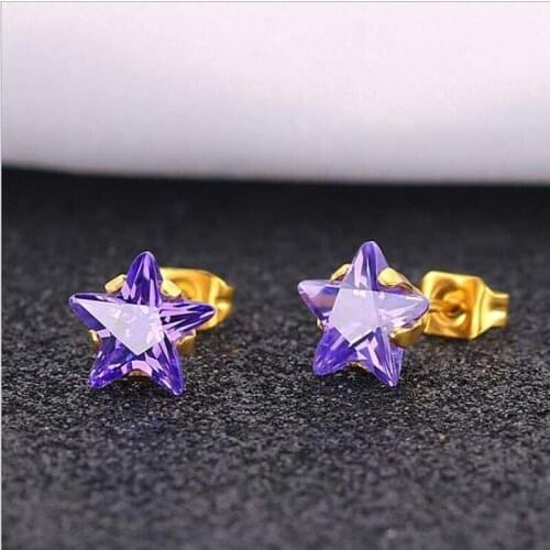 316 L Stainless Steel With 7mm Stars Stud Earrings Vacuum Plating No Fade Allergy Free Titanium Jewelry