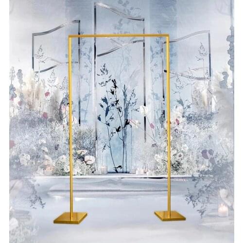 New Square Metal Wedding Arch Shiny Gold Plated Arch Backdrop Stand Stage Rectangular Flower Arch Decoration