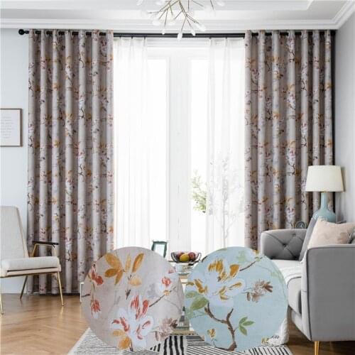 Charming Flower Blackout Curtains for Living Room 1 Piece Elegant Green Polyester Fabric Kitchen Window Door Panels Custom Made