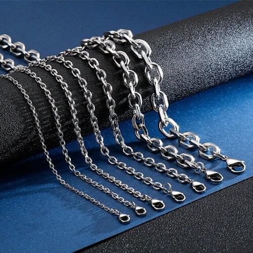 Stainless Steel Oval O Nacklace Curb Cuban Link Chain Chokers Women Men Pendant Jewelry Chunky Gift 1.5MM 2MM 3MM 4MM 5MM 6MM
