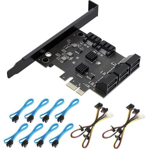 PCIe SATA Card, 8 Port SATA 3.0 Controller Expansion Card, 6Gbps PCI-E X1 Host Controller Card Up to 80TB Expansion