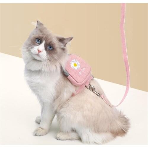 Cat Harness And Leash Set Adjustable Dog Traction Rope Kitten Halter Collar Harnesses Belt Pet Walking Training Chest Back Strap