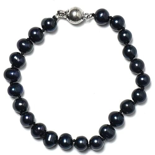 Size for 7-8mm Long chain Beautiful Atmospheric Black color and shiny Customized for Natural Pearl Bracelets