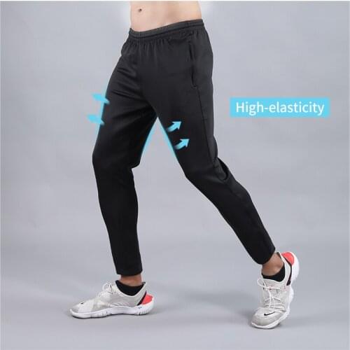 Shinestone Men Sports Football Trousers Pants With Pocket Soccer Training Sports Running Pants Jogging Zipper Sweatpants