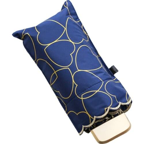 Heart Five Folding WomenS Umbrella Ultra-Thin Light Pocket Mini Folding ChildrenS Sunny Rainy Umbrella Beautiful Gift Paraguas
