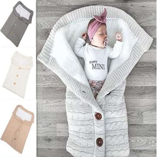 Winter Baby Sleeping Bag knitting Warm Velvet Thick Envelope Newborn Stroller Sleeping Bag Infant Wrap Quilt Sleepsack