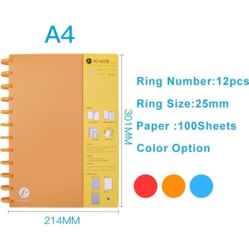 Mushroom Holes Spiral Journals A4 Notepad Diary Charming Color Hard Cover Notepad 3 Colors 4 style inner paper(5PCS))