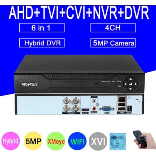 H.265+ XMeye Hi3520D Auido Face Detection 5MP 4CH 4 Channel Surveillance Video Recorder Hybrid XVI TVI CVI NVR AHD CCTV DVR