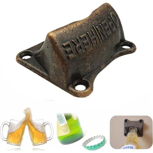 Wine Beer Soda Glass Cap Bottle Opener Vintage Bronze Wall Mounted Opener Kitchen Bar Gift Zinc Alloy Kitchen Accessories