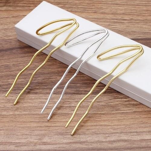SEA MEW 5 PCS 115mm*38mm Hair Sticks Copper Raw Brass/Silver color Hair Pins Blank Base Setting For Women DIY Jewelry Making