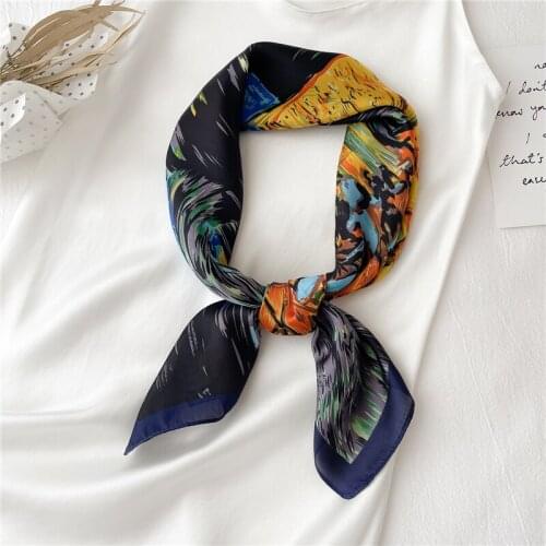 Fashion Hair Band Head Wraps Women Silk Headband Square Scarf Bandana Lady Female Shawl Design Print Neckerchief Satin Headscarf
