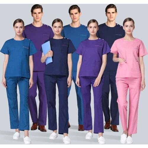 Women Men OR Uniform Scrub Set Nurse Workwear Women Healthcare Outfit Work Clothing Top and Pant Scrubs 106
