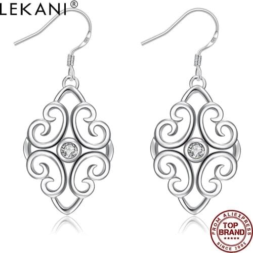 LEKANI Drop Earrings Popular Pattern Zircon Statement Earrings Womens Fashion Jewelry For Girlfriend Valentines Day Gift