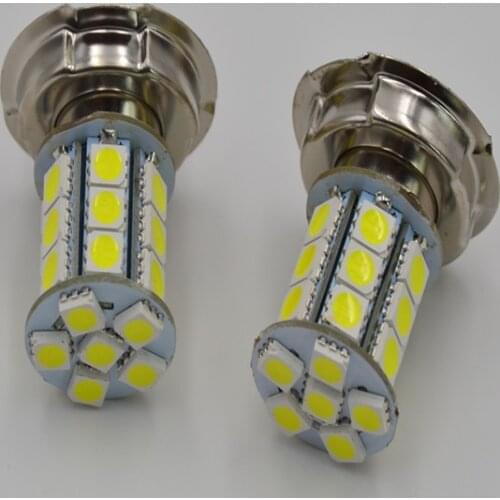 2Pcs 12V AC P26S 24 SMD LED White Car Motorcycle Headlight Bulbs Bulb