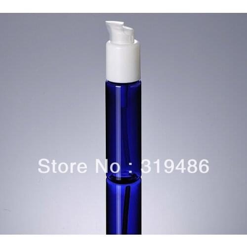 300pcs/lot Newest Capacity 100ml PET Round Blue Bottle with Press Pump For Lotion Cosmetic Packaging PBG30