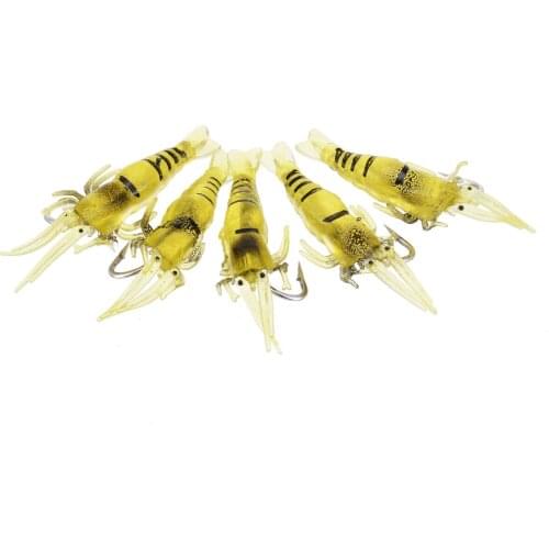 5Pcs/Lot Soft Baits Shrimp Fishing Lures 4cm Wobber Lure Artificial Bait Swimbait Shrimp Hook Tackle Bass Bait Fishing Lure