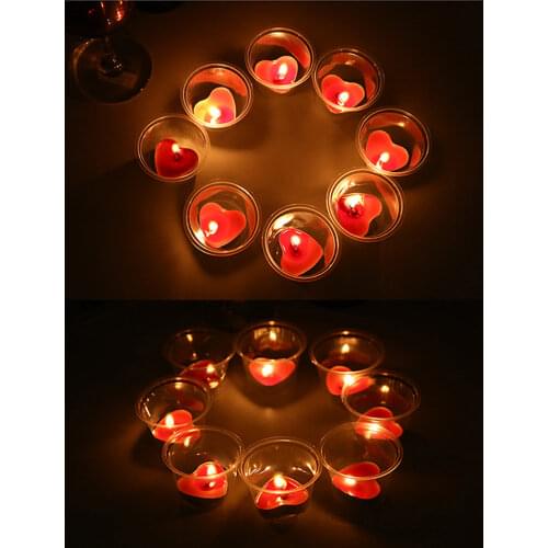 50pcs Weddings Unsented Small Romantic Smokeless Party Favors Home Decor Pool Emergencies Gift Heart Shaped Tea Lights Candles