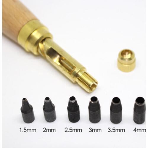 Automatic Belts Punch leather craft Replaceable Long Mute Rotary Punching Punchers + 6pcs Tips