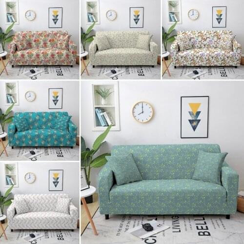 Floral Printing Sofa Cover Elastic Stretch Couch Cover Spandex Fully-wrapped Sofa Protector for Living Room