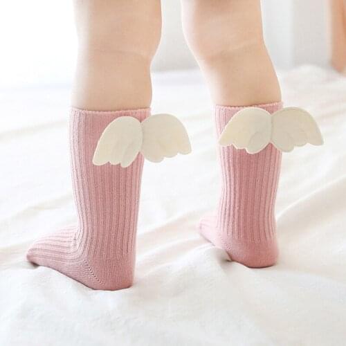Baby Knee-length Socks Decorated With Wings Solid Color Socks For Boys And Girls Children Leg Spring Warmers Bootes Socken Item