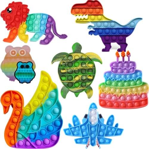 Push Bubble Fidget Toys Desktop Fun Ice Cream Shaped Silicone Children Adult Stress Reliever Squeeze Board Game Dropshipp