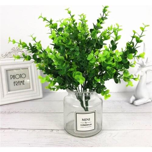 1pc Artificial Flowers Eucalyptus with Leaf Green Grass Plastic Plants Fake Foliage Bush for Home Wedding Decoration Party