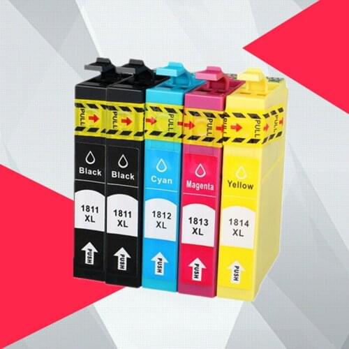 5PK T1811 - T1814 Ink Cartridge For EPSON XP212 XP215 XP225 XP312 XP315 XP412 XP415 XP202 XP205 XP302 XP305 XP402 XP405 Printer