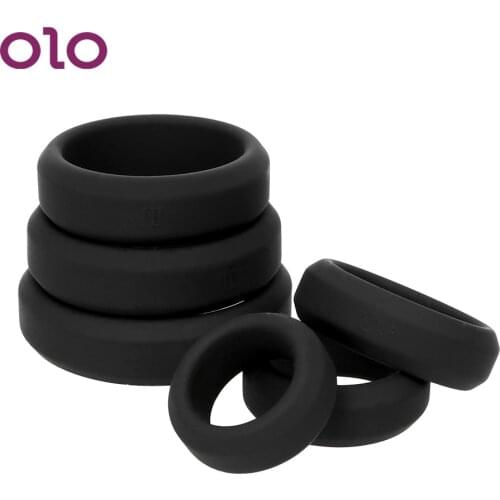 OLO Penis Ring Elastic Cock Ring Delay Ejaculation Silicone Sex Toys for Men Adult Products 6 Sizes