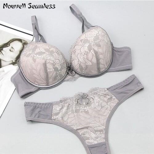 2021 New Push Up Lace Bra Sets Plus Size Lingerie Padded BC Cup Adjusted Strap Bow Underwire Underwear