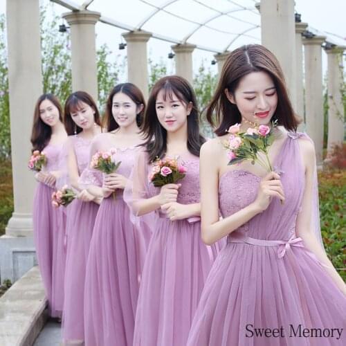 Lady 2021 Summer Long Dresses Sweet Memory Junior Adult Vestidos Champagne Gray Pink Navy Blue Purple Bridesmaid Dress