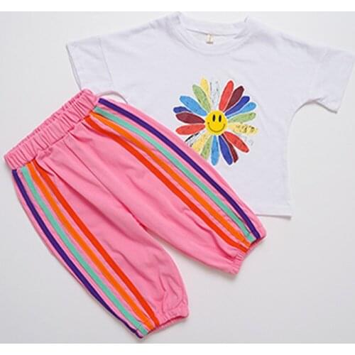 Summer Suit Girl Sets Girls' Clothes Sets For Girls Kids Clothing Kids Suits For The Summer Printed Short-Sleeved Sport Suit